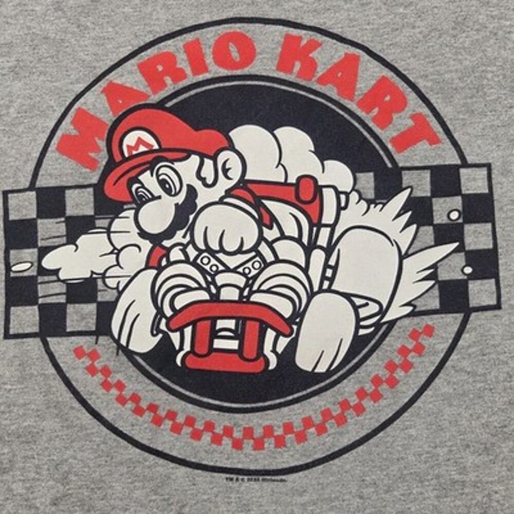 Gildan T-Shirt Mens Small Mario Kart Nintendo Graphic Gray Short Sleeve Tee